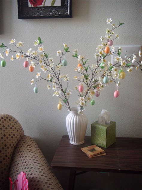 Easter Tree Vase And Flowers From Michaels And Mini Easter Eggs From