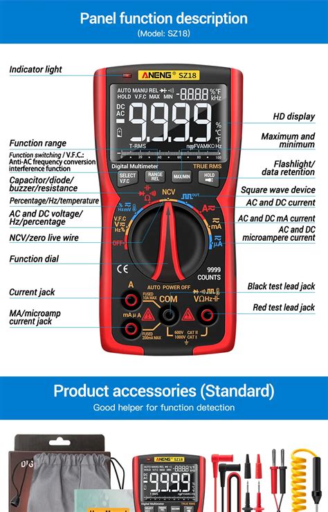 Shop Generic Aneng Sz18 Digital Multimeter 9999 Professional True Rms Analog Tester Multimetro