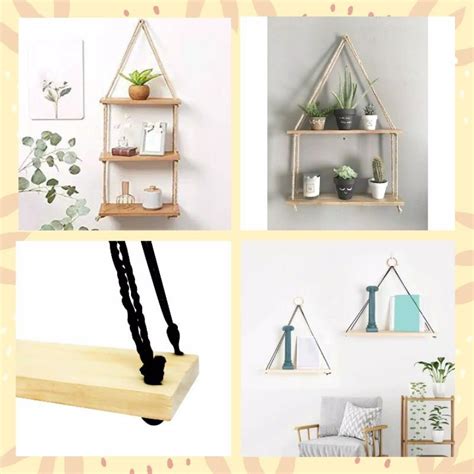 Jual Ambalan Tali Susun Gantung Rak Dinding Serbaguna Wooden Hanging