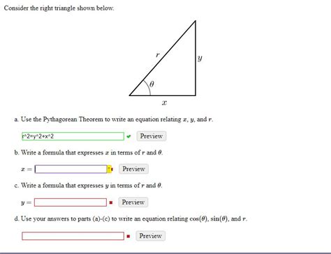 Solved Consider The Right Triangle Shown Below A Use The Chegg