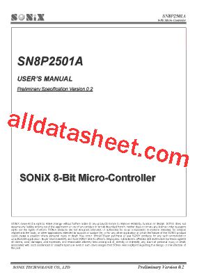 SN8P2501A Datasheet(PDF) - SONiX Technology Company