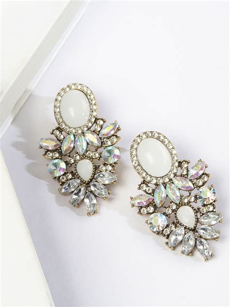 Buy Kazo White Teardrop Shaped Drop Earrings Earrings For Women