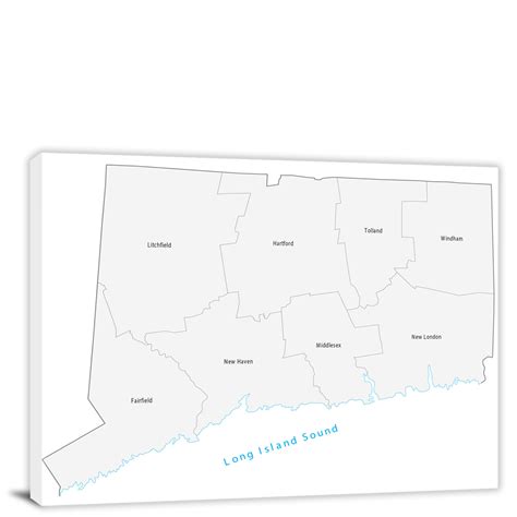 Connecticut Counties Map 2022 Canvas Wrap