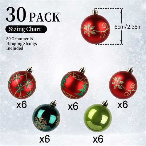 Shareconn 30ct 236 Inch Christmas Tree Balls Ornaments Colored