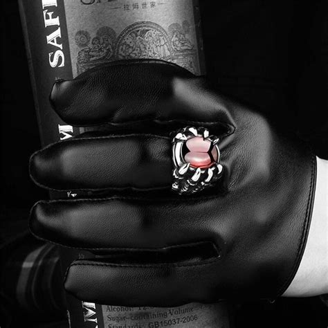 Retro Punk Dragon Claw Stone Ring Silver Gothic Punk Ring Etsy