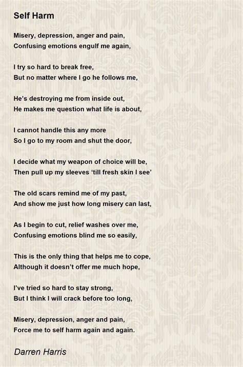 Self Harm The Blade Poem By Kirsty Richards Poem