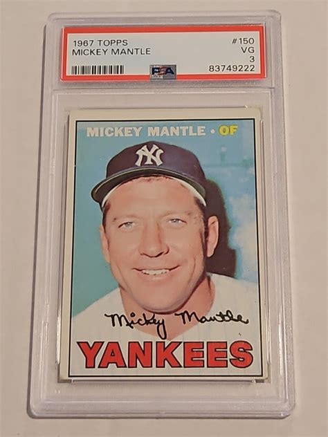 1967 Topps 150 Mickey Mantle New York Yankees Hof Psa 3 Vg Ebay