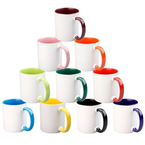 11 Oz Custom Logo Color Inside Sublimation Blank Ceramic Coffee Mugs