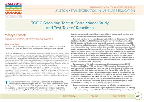 Pdf Toeic Speaking Test A Correlational Study And Test Takers Reactions