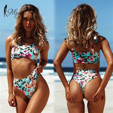 Miyouj Sexy Floral Bikini Push Up Swimsuit 2019 Women Bandage Swimwear