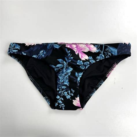 Seafolly Australia Womens Sz Black Navy Pink Floral Bikini Bottoms Swimsuit EBay