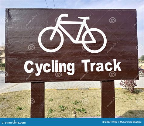 Cycling Track Sign Board Of Public Park Islamabad Pakistan Stock Photo