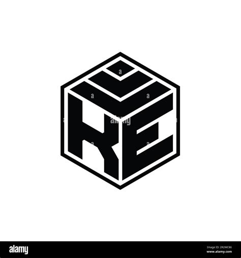 Ke Logo Monogram With Hexagon Geometric Shape Isolated Outline Design