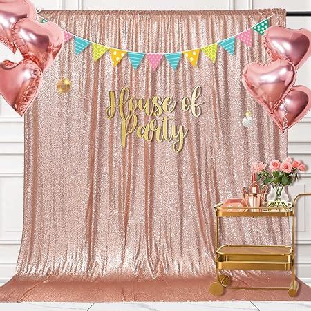 Amazon PartyDelight 2 Panels Rose Gold 5FT X 10FT Sparkly Sequin