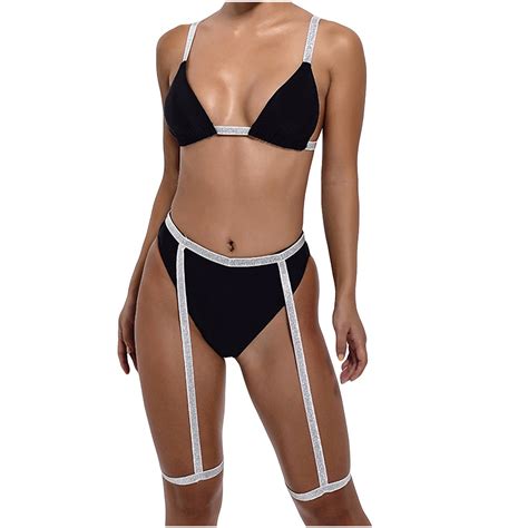 Ichuanyi Woman Swimsuit Clearance Women Sexy Swimwear Shiny Ribbon Two Piece Swimsuit Bikini