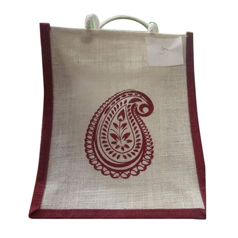 Rope Handle Open Printed Jute Carry Bags Size Dimension 16x14 Inches