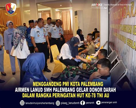 Menggandeng PMI Kota Palembang Lanud SMH Palembang Gelar Donor Darah