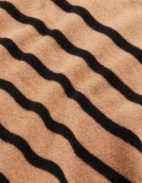 Jessica Oversized Jumper Camel Melange Black Stripe Boden Uk