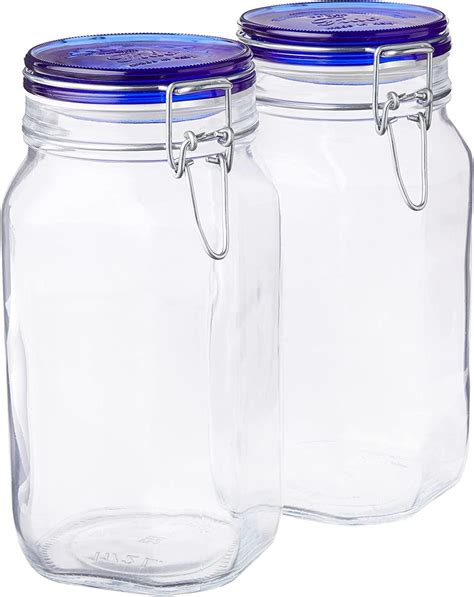 Fido Collection 2 Pack 5075 Oz Food Storage Glass Jars Airtight Rubber Seal And Glass Lid