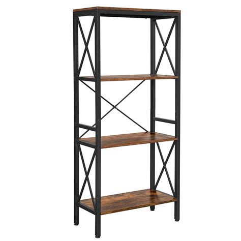 Buy VASAGLE Bookshelf, Kitchen Shelf, Free Standing Shelf, Ladder Rack with 4 Open Shelves, for ...