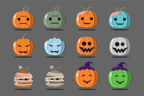 Premium Vector Halloween Pumpkins Set