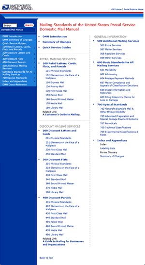 Mailing Standards Of The United States Postal Service