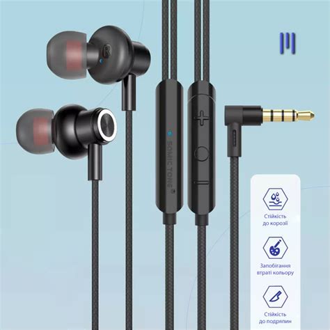 Вакуумні дротяні навушники вкладиші з мікрофоном 3.5mm jack стерео Hi ...