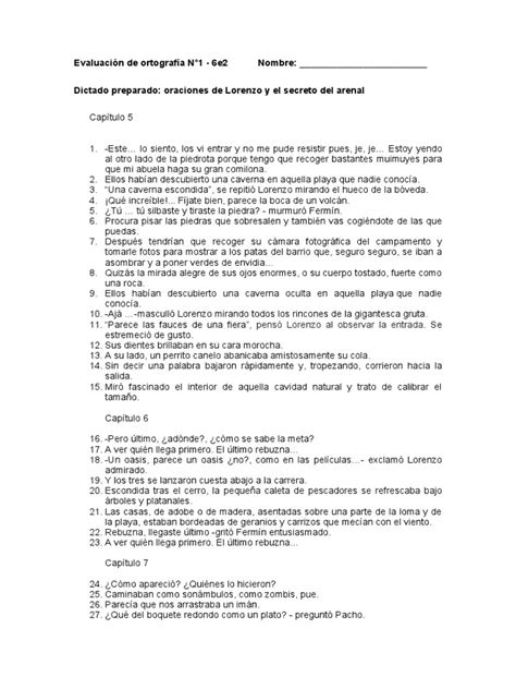 Evaluación De Ortografía Capítulos 5 8 Pdf