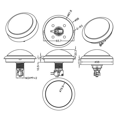 Eg Starts Inches Arcade Buttons Mm Larger Big Dome Convex Type Led