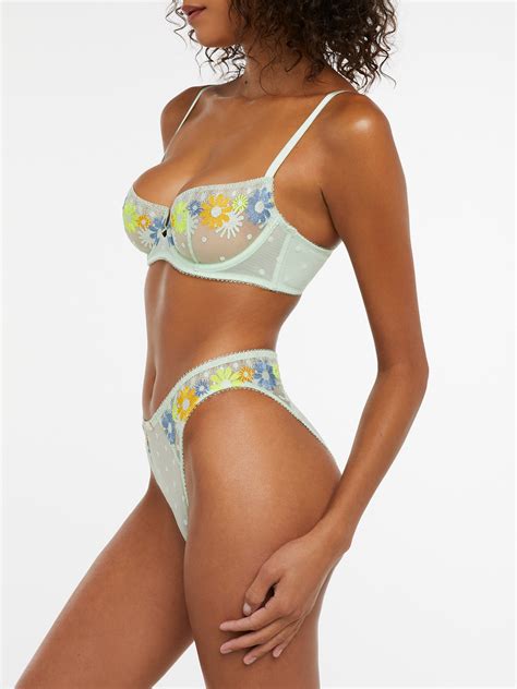 Free Spirit Floral Embroidered High Leg Bikini In Green Multi