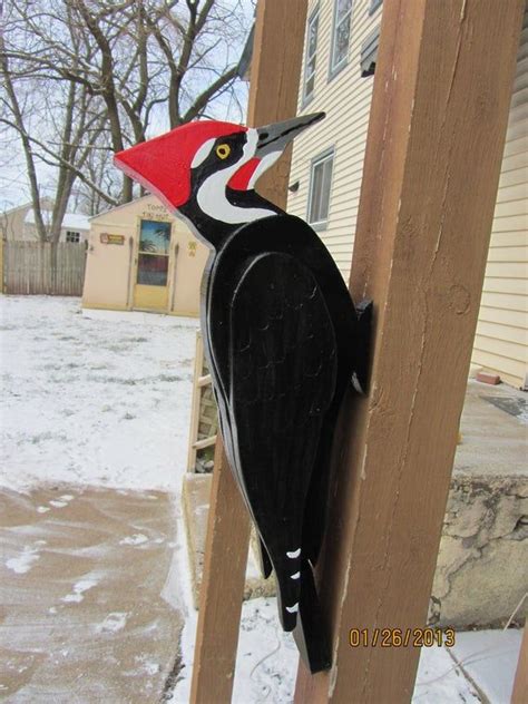 Handmade Custom Painted 3 D Hanging Pileated Woodpecker Custom