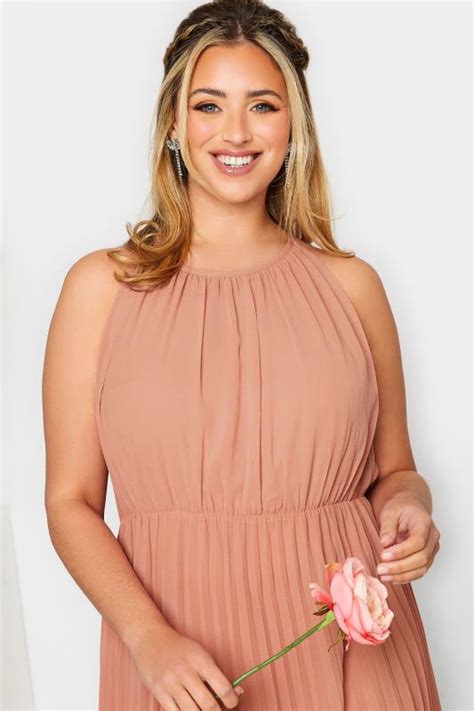 Yours London Plus Size Pink Pleated Maxi Dress Yours Clothing