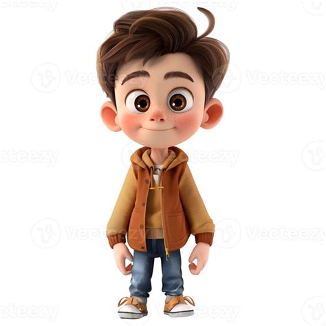 Ai Generated 3d Rendering Of A Cartoon Of Cute Young Boy Standing On