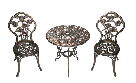 Oakland Living 3 Piece Rose Bistro Set With 235 Inch Cast Aluminum Top Table Antique Bronze For