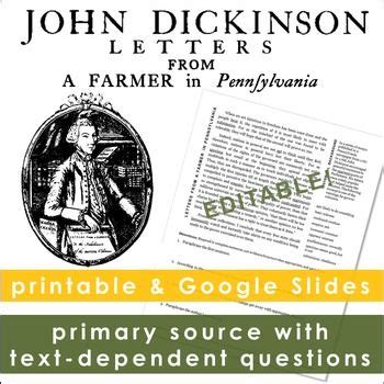 John Dickinson, Letters from a Farmer in Pennsylvania | Dickinson, Text ...