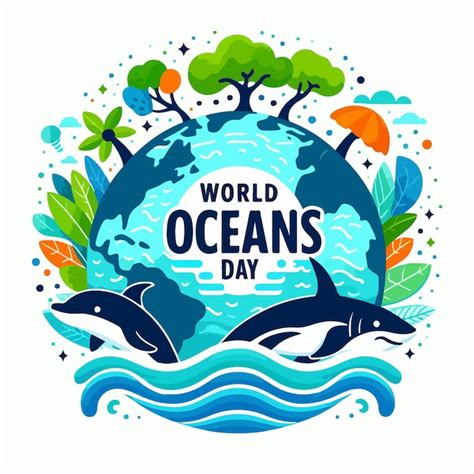 Premium Vector World Oceans Day Background Concept Vector Illustration