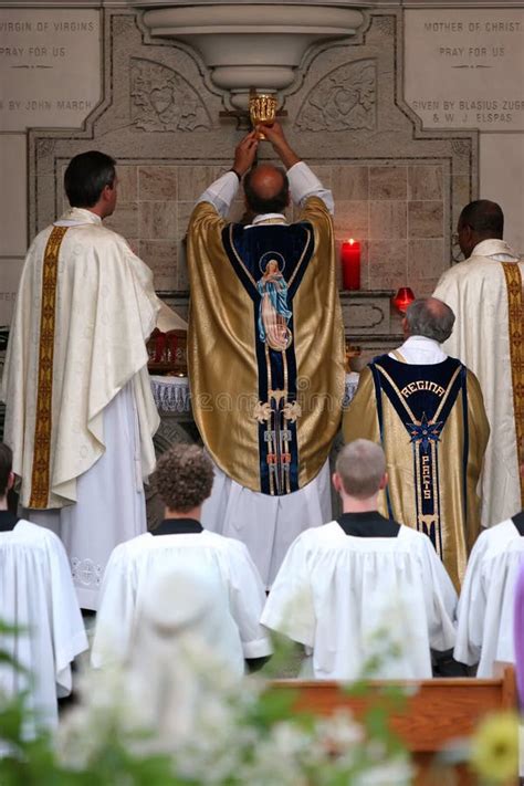 Priest Consecrating Wine At Mass Stock Image Image Of Consecration Prayer 2184023