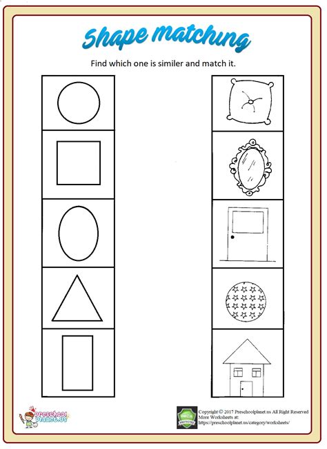 Matching Shapes Worksheets Printable Shape Matching