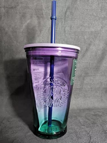 Vaso De Vidrio Starbucks Usa Morado Con Verde Meses Sin Inter S