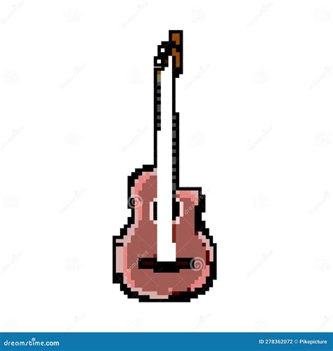 Acoustic Guitar Music Game Pixel Art Vector Illustration Stock Vector