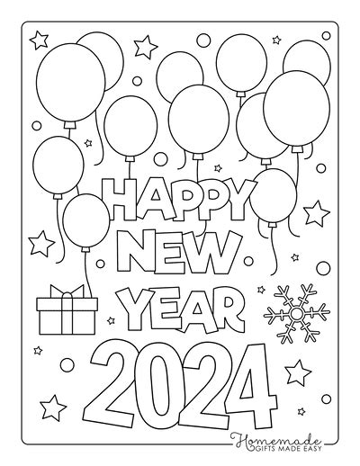 Free Printable New Year Coloring Pages for 2024