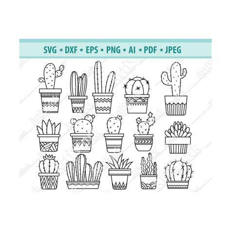 Cactus Svg Bundle Succulents Svg Cactus Clipart Tropic Pl Inspire