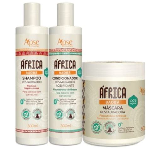 Kit África Baobá Apse Shampoo Condicionador e Máscara 500g Shopee Brasil