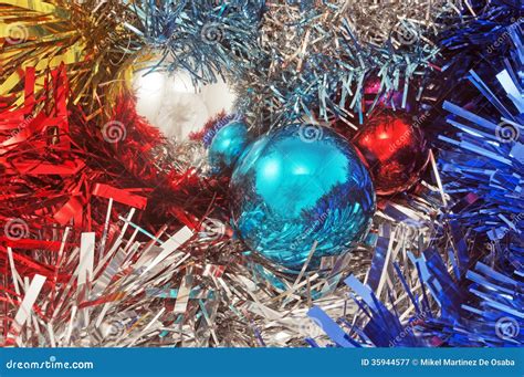 Fundo Bola E Ouropel Do Natal Imagem De Stock Imagem De Brilhante