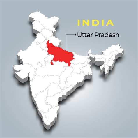 Uttar Pradesh Map Location In Indian 3d Isometric Map Uttar Pradesh