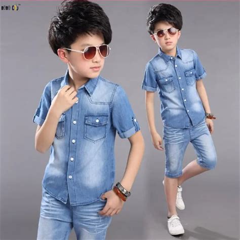 Aliexpress.com : Buy Denim Boys Clothing Set Summer Shirt & Pants ...