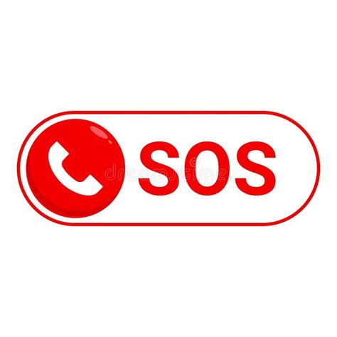 Red Rounded Sos Button Showing Emergency Call Stock Vector