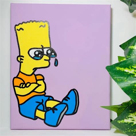 The simpsons Bart Simpson meme sad Bart crying Bart acrylic | Etsy