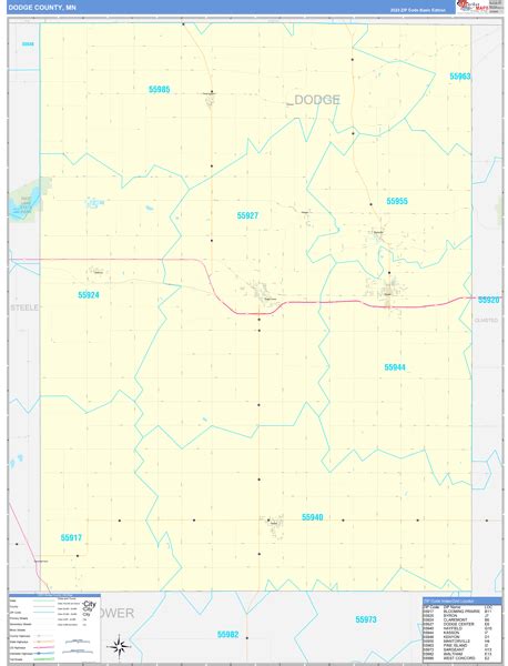 Dodge County Wall Map Premium Style