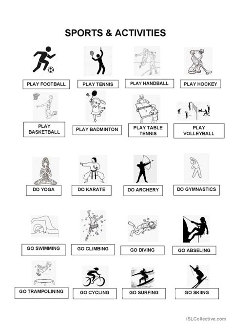 SPORTS VOCABULARY English ESL Worksheets Pdf Doc